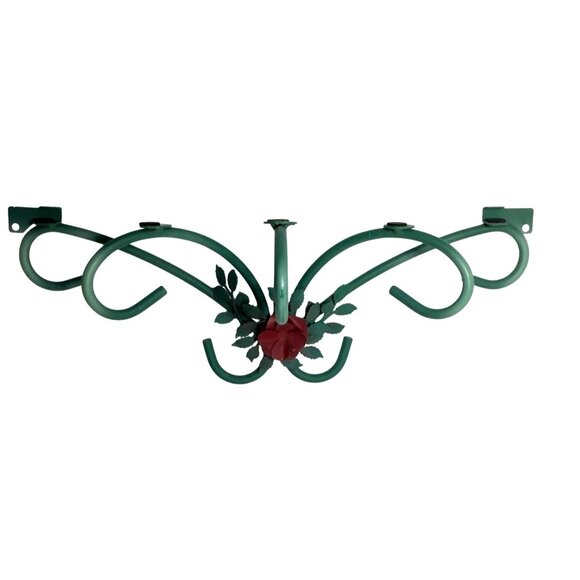 Vintage Metalwork Tole Wall-Mounted Shelf Holder With Red Rose Accent - Picture 1 of 9